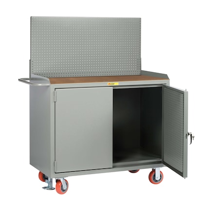 Little Giant Mobile Bench Cabinets, 36"W, Pegboard Panel Doors, Hardboard, Pegboard MH-36-PBD-FL-PB